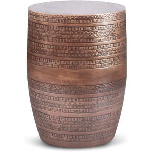 SIMPLIHOME Johnsen Metal Table - 15 inch Wide Solid Iron Drum Accent Table in Antique Copper with Tribal Pattern, Round Boho End Table for Living Room, Bedroom, or Home Office, Fully Assembled