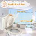Potty Training Seat Built-in Toilet Seat, Round Toilet Seat 16.5inch with Baby Seat 2 in 1 Soft Close Quiet No Slapping, Magnetic Absorption, Easy Installation for Bottom Fixing ToiletAlmond