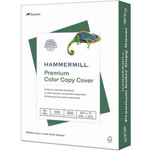 Hammermill Cardstock, Premium Color Copy, 60 lb, 8.5 x 11 - 1 Pack (250 Sheets) - 100 Bright, Made in the USA Card Stock, 122549R , White