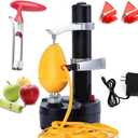 Electric Potato Peeler Automatic Potato Peeler Machine, Electric Peeler Fruits and Vegetables, Apple Peeling Machine for Kitchen [1 Adapter 2 Extra Blades] with Apple Corer (Black-C)