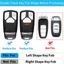 OLLEN Screws-Free Genuine Leather Key Fob Cover, Fit for Audi A3 A4 A6 Q5 Q7 SQ5 S5 TT R8,etc, Leather Smart Remote Key Protector, 3 Buttons, A Style, Blue