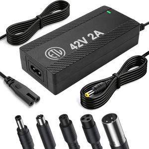 36V Lithium Battery Charger, ETL Certified 42V 2A Charger for Electric Scooter Hoverboard Ebike, Compatible with Gotrax,Jetson,Ninebot,Volpam,Segway, Sisigad,Hover 1 (for 36V Lithium Batteries only)