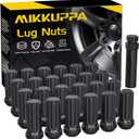 MIKKUPPA M14x2.0 Wheel Lug Nuts - Replacement for 2004-2014 Ford F150 F-150 Expedition Lincoln Navigator Aftermarket Wheel - 24pcs Black Closed End 7 Spline Lug Nuts with 1 Socket Key