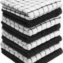 Bumble Dish Cloths (8 Pack) | 12" x 12" | 100% Cotton Kitchen Towels | 405 GSM | Soft, Highly Absorbent & Durable Dish Towels for Kitchen | Black