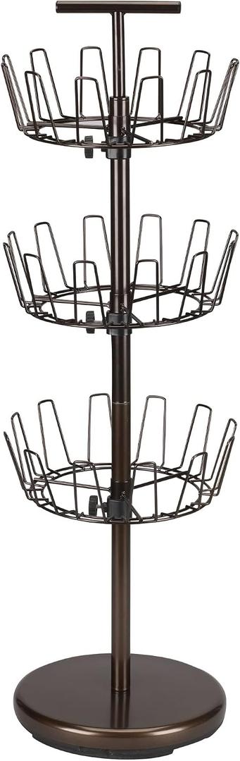 Household Essentials 21x38 Three-Tier Adjustable Revolving Shoe Rack | Bronze,  MEASURES: 38"H x 12"W x 12"D