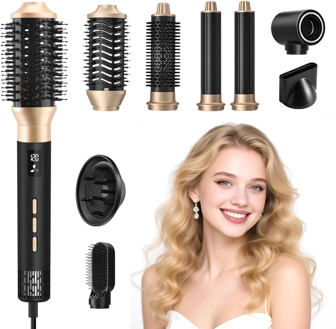 8 in 1 Hair Dryer Air Styler, Hair Dryer with Diffuser, 110000 RPM High Speed Air Styler Wrap, Blow Dryer Brush Set Includes Diffuser & Auto Curler, Fast Drying Styling, Volumizing, Straighten
