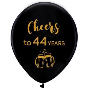 Black cheers to 44 years latex balloons, 12inch (16pcs) 44th birthday decorations party supplies for man and woman