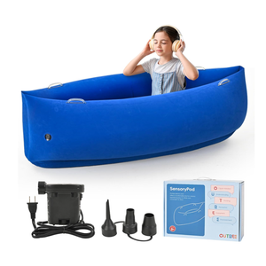 OUTREE Upgraded Sensory Chair for Kids — 60" Sensory Pod Inflatable Peapod for Children, Includes Electric Air Pump,Sensory Toys Giftfor Kids with Autism,Blue