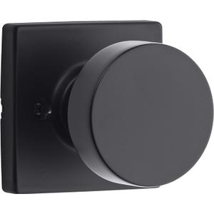 Kwikset Pismo Dummy Door Knob, Single Sided Handle for Closets, French Double Doors, and Pantry, Matte Black Non-Turning Interior Push/Pull Door Knob, with Microban Protection (Square Rose)
