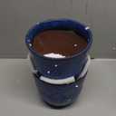 Gepege 6 Inch Beaded Ceramic Planter Set of 2 with Drainage Hole and Saucer for Plants, Indoor-Outdoor Large Round Succulent Orchid Flower Pot (Blue, for Inner-pots not Larger Than 5 Inch)