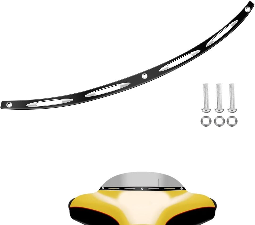 Windshield Trim Black Motorcycle Windscreen CNC Cut Fit for Harley Davidson Street Glide Electra Glide Ultra Limited 1996-2013