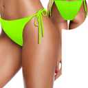 Zmart Women Tie Side Bikini Bottoms String Cheeky Bathing Suit Bottom Low Waist Ruched Scrunch Swimsuit Bottom (Small, Neon Green)