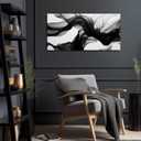 DNIEOTU Abstract Wall Art for Living Room, Black White and Gray Canvas Wall-Decor for Bedroom, Modern Minimalist Picture Prints for Hallway Office, Size 40 x 20 Inches