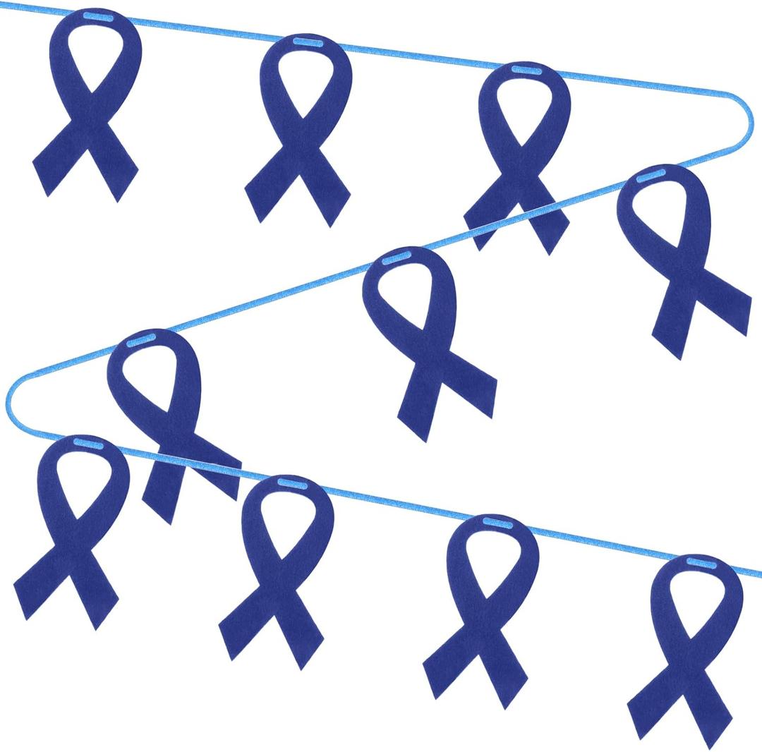 VitalCozy 10 Sets Child Abuse Prevention Awareness Banner Colon Blue Cancer Awareness Ribbon Decoration 13.1 ft Child Abuse Prevention Month Products for Charity Fundraiser Support Events Supplies