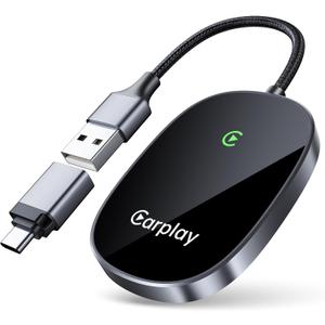 Wireless CarPlay Adapter 2025 Upgraded, Converts Factory Wired CarPlay to Wireless, Plug and Play Car Play Wireless Adapter, Compatible with iPhone Multi-User Seamless Connection (Black)