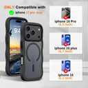 4 x Hualele for iPhone 17 Pro Max Case Cute for Women, Compatible with MagSafe, Military Grade Dropproof Translucent Matte Back Curly Wave Edge Slim Girly Phone Case 17 Pro Max Case iPhone, Black