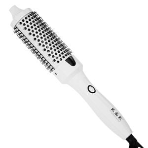 K&K Blowout Boost Thermal Round Brush, 1.5 Inch Ceramic Tourmaline Hot Styling Brush for Blowout Look, Negative Ion Technology Make Hair Smoother Get Natural Curls, Dual Voltage