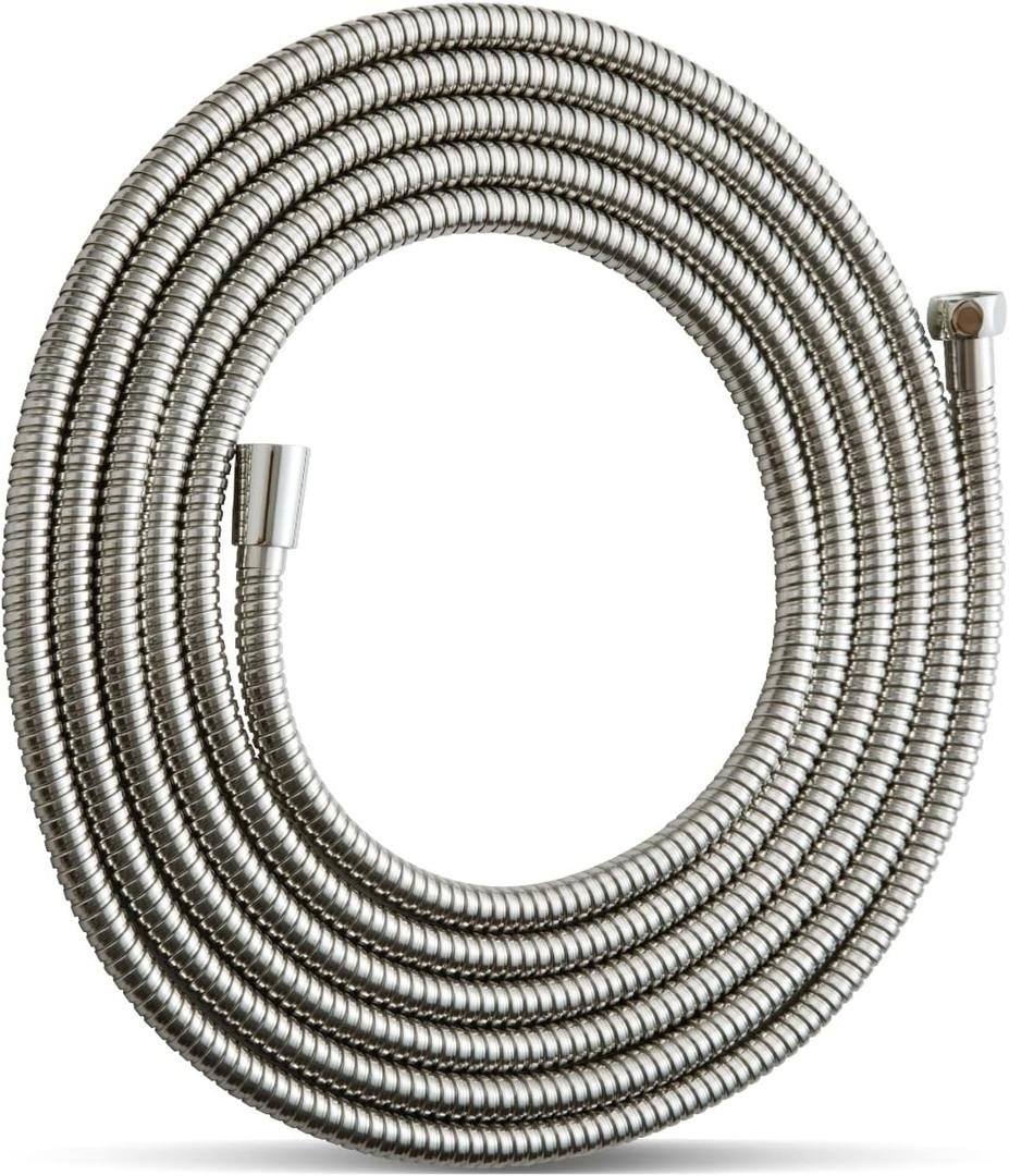 OFFO Shower Hose, 198 in Kink Free Stainless Steel Shower Hose Attachment Electroplating Handheld Shower Head Hose Flex Hoses Extension with Brass Insert & Nut for Pet Bathing Cleaning, Nickel Gray