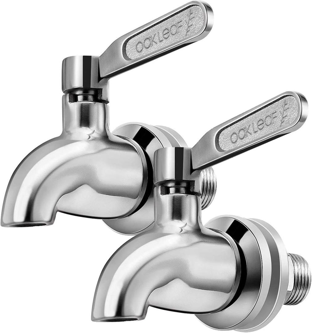 Oak Leaf Replacement Spigot for Beverage Dispenser, Stainless Steel Spigot for Drink Dispenser, Water Dispenser Faucet, Food Grade, 2 Pack