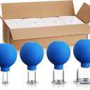 4 Pieces Glass Cupping Set Glass Silicone Cupping Cups Massage Vacuum Suction Cupping Cups for Body Face Leg Arm Back Shoulder Muscle and Joint Pain (Blue)