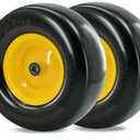 13 x 5.00-6 Tire and Wheel, Flat Free Lawn Mower tires with 3/4" & 5/8" Bearings, 3.25"-6.25" Adjustable Hub, 13x5x6 Zero Turn Tires for Garden Tractors, Zero Turn mowers, Yellow (2 Pcs)