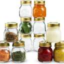 Bormioli Rocco Quattro Stagioni Small Glass Mason Jars 5 Ounce Mini Jars (12-Pack) with Metal Airtight Lid, For Jam, Jelly, baby food, Crafts, Spices, Dry Food Storage, Wedding favors, Decorating Jar