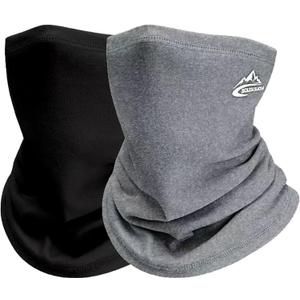 Winter Neck Gaiter for Men Women, Soft Thermal Fleece Neck Warmer Face Cover Scarf for Cold Weather (Black+dark Grey)