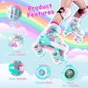 Girls Adjustable Roller Skates All Wheels Luminous Light Up Roller Skate Shoes for Kids Children, M