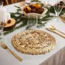 MIXUMON Woven Placemats Round, Natural Water Hyacinth Wicker Placemat for Dining Table, Large Handmade Woven Placemats Heat Resistant Non-Slip (13" - Set of 6)