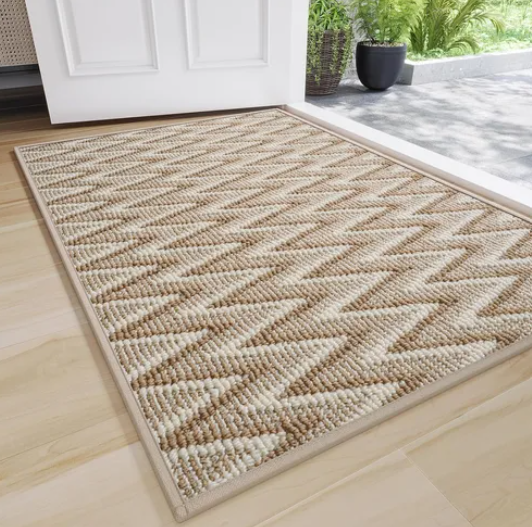 Indoor Door Mat 35x24, Dirt Resistant & Absorbent Doormat for Entryway Inside, Non-Slip Rubber Backing Front Door Mat Indoor Entrance, Low-Profile, Washable, Brown