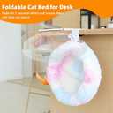 Cat Desk Bed, Cat Perch for Home Office, 360Rotating & Adjustable Shelf, Removable Comfortable Soft Pet Nest Bed, Modern Unique Kitten Furniture Attachment for Game Tables (Gradient)