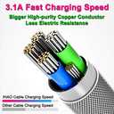 IHAO Multi Connectors Fast Charging Cable 3 Combinations in One Cable USB A to USB C/Micro USB Cord Lighted Up LED Flowing Compatible with Most of Electric Device-47 Inches Blue