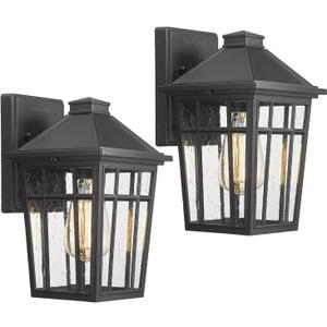 Darkaway Outdoor Sconce Lights Wall Light Fixtures, Front Porch Light Outdoor Wall Anti-Rust Waterproof Aluminum with Glass Exterior Light Fixture for Patio, Yard, Doorway, Garage (2 Pack, Black)