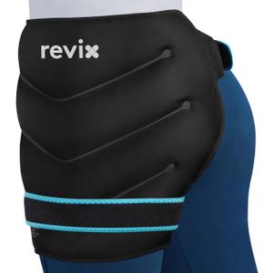 REVIX Extra Large Hip Ice Pack Wrap After Surgery, Reusable Gel Cold Pack for Hip Replacement Recovery, Sciatic Nerve, Cold Therapy Hip Flexor Compression Wrap, Black