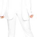 Aro Lora Women's 2 Piece Outfit Casual Solid Open Front Blazer and Pencil Pant Suits Set (Large)