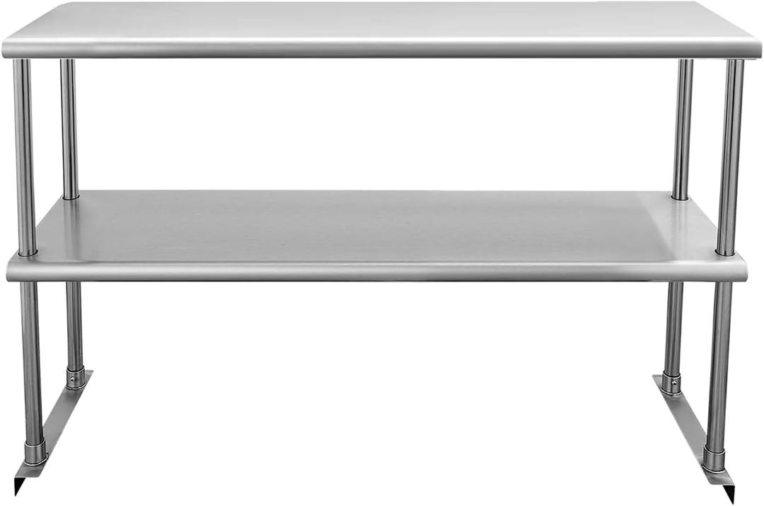 Profeeshaw Stainless Steel Overshelf for Prep & Work Table 12 x 36 NSF Commercial Adjustable Double Shelf 2 Tier for Restaurant, Bar, Utility Room, Kitchen and Garage