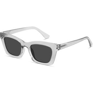 livho Trendy Polarized Sunglasses Women, Retro Sun Glasses for Women 2025, Cute Sunglasses for Woman, UV Protection Shades (Transparent Grey/Black)