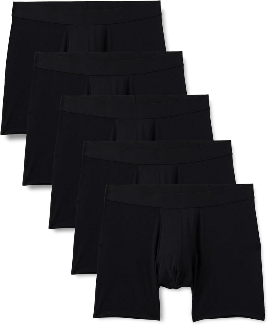 Amazon Essentials Men's Super Soft Modal Boxer Briefs, Pack of 5 (Large, Black)