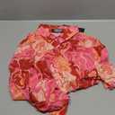 Allegra K Women's Button Down Shirt Work Office Tops Long Sleeve Point Collar Floral Blouse (Large)