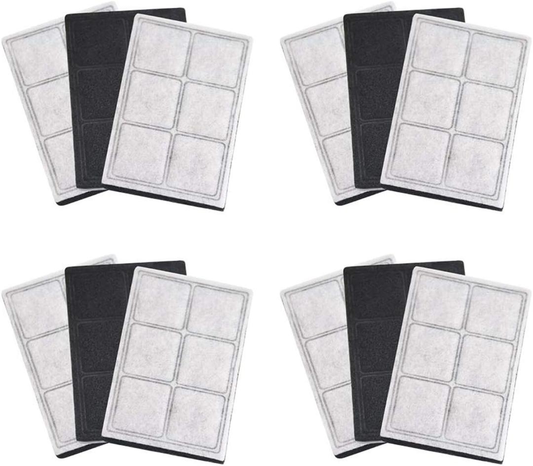 Water Fountain Filters Compatible Replacement for Drinkwell Platium Pet Dog Cat Fountain Premium Charcoal Filters 12 Pack
