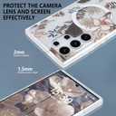 AIGOMARA Magnetic for Samsung Galaxy S24 Ultra Case [Compatible with MagSafe] Clear Floral Flower Pattern Design, Slim Anti-Yellowing Shockproof Phone Cover for Women Girls, Brown
