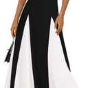 PRETTYGARDEN Spaghetti Strap Backless Spring Dresses for Women 2026 Flowy Maxi Dresses Sleeveless Wedding Guest Dress (Medium, Black White)