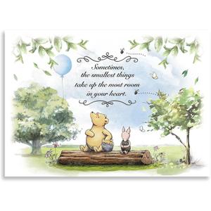 Classic Winnie Bear Baby Shower Backdrop Party Decorations Supplies for Boys Newborn Kids Blue Balloon and Friends Birthday Cake Table Banner Photo Studio Props Photography Background 7x5ft