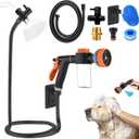 Dog Washing Hose Attachment for Pet Bathing with Black 3 Way Shower Diverter, Dog Wash Hose Nozzle Shampoo Sprayer for Pet Grooming Shower, Dog Shower Attachment for Bathroom, 2m/79inches Hose