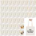 Amylove 48 Pcs Mini Tote Bag Sublimation Blank Canvas Tote Bags Reusable Grocery Luggage DIY Sack Goody for Party Even (8.5 x 8 Inch,Natural Color)