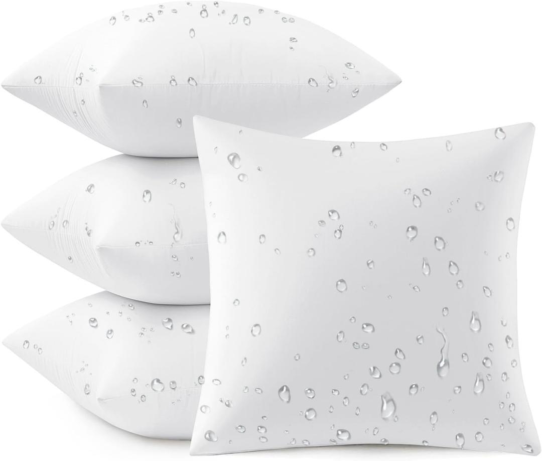 MIULEE Outdoor Pillow Inserts 18x18 Pack of 4 Waterproof Throw Pillow Inserts Decorative 100% Virgin Fibers Filling for Patio Sofa Couch