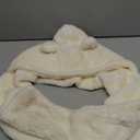 Women Kawaii Bear Ear Beanie Hat Scarf 2 in 1, Cute Winter Warm Sherpa Thicken Fleece Fuzzy Japanese Fluffy Knit Hat (7-7 1/8, White)