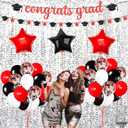 KatchOn, Red and Black Grad Decoration 2025 set - Pack of 37 | Congrats Grad Banner for 2025 Graduation Party Decorations | Graduation Decorations 2025 Red