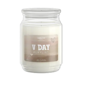 V Day Candle 18 OZ + Cache Pot Lime 5"