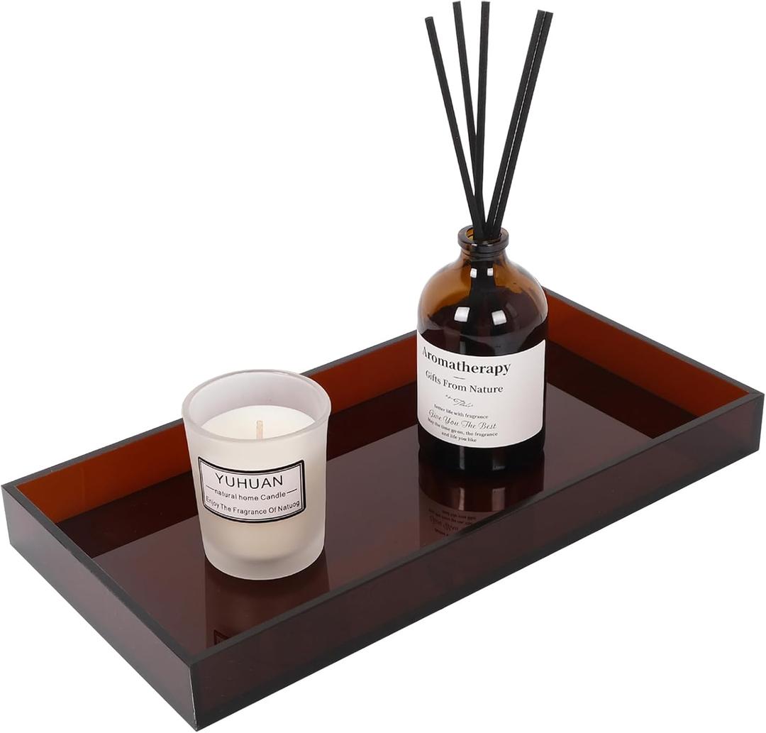 Amber Acrylic Tray 5mm Thicken 7.9x4'' Decorative Serving Tray for Bathroom, Toilet Tank, Sink Countertop, Living Room,Dresser, Coffee Table